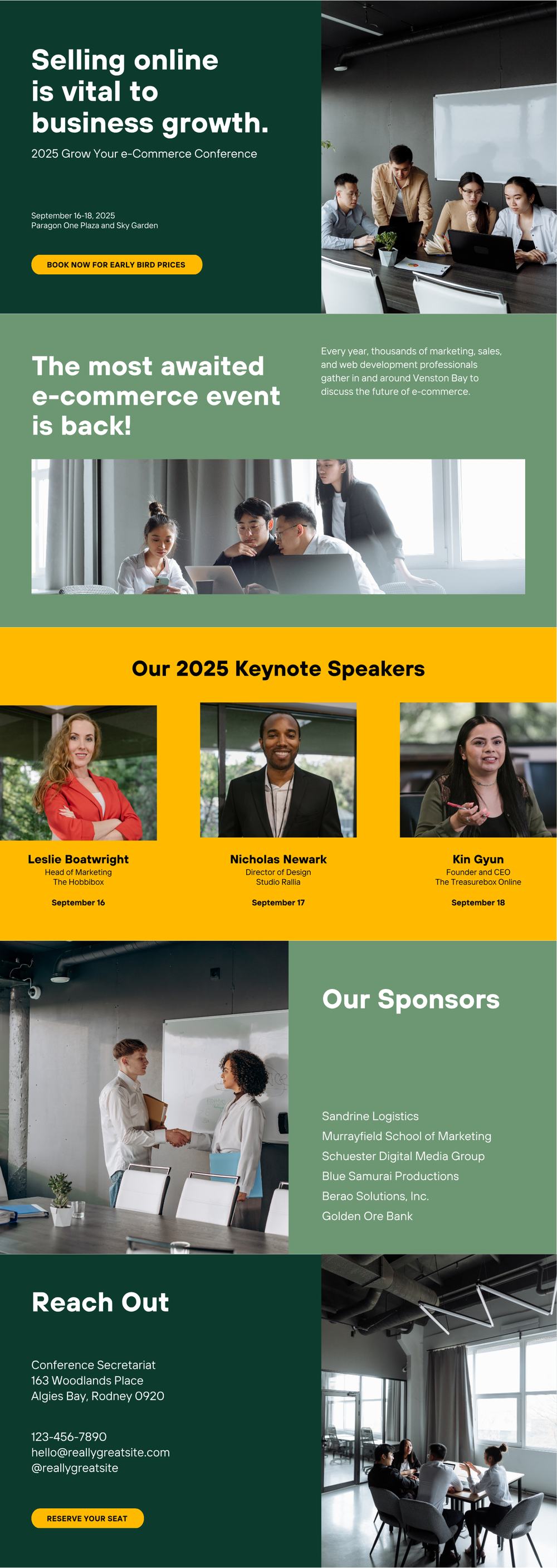 Full-page design of the Grow Your e-Commerce Conference website
